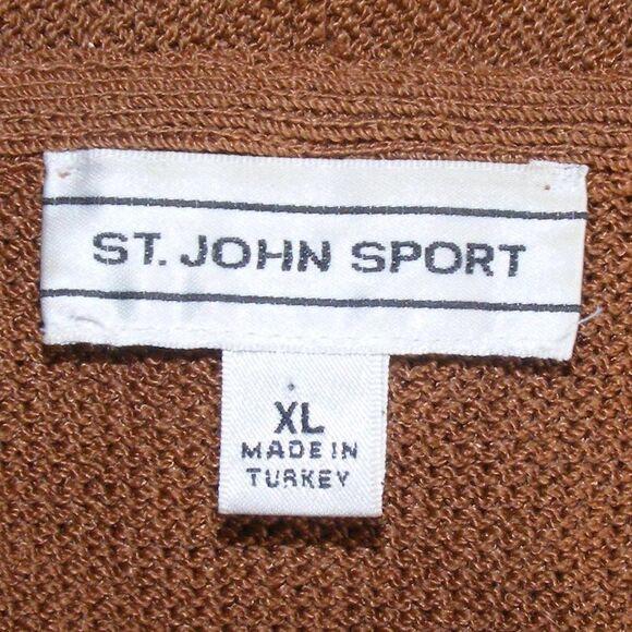 ST.JOHN SPORT Sweater, XL, Brown Knit, Long sleeve, Open front, Textured sleeve - Picture 11 of 14